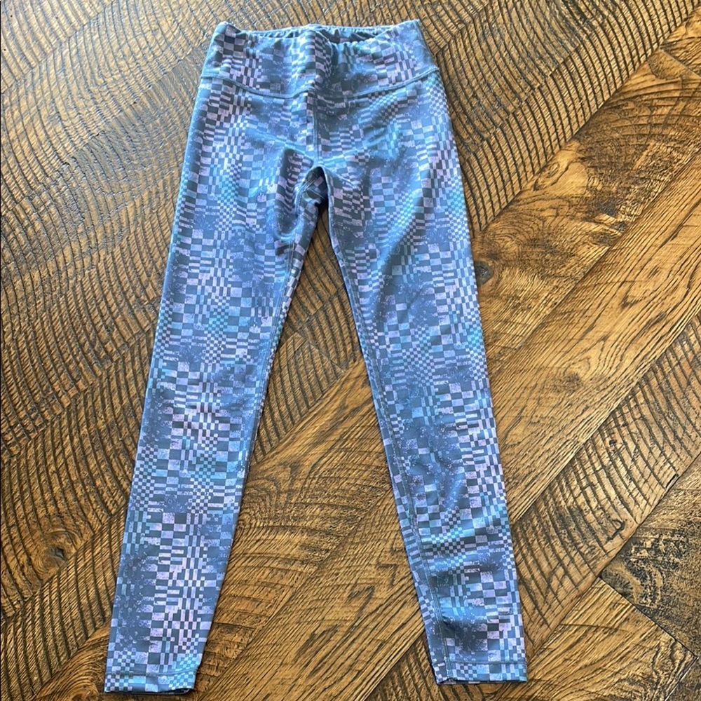 EUC — Athleta Girl chit chat leggings — blue / purple patterned — size L (girls)